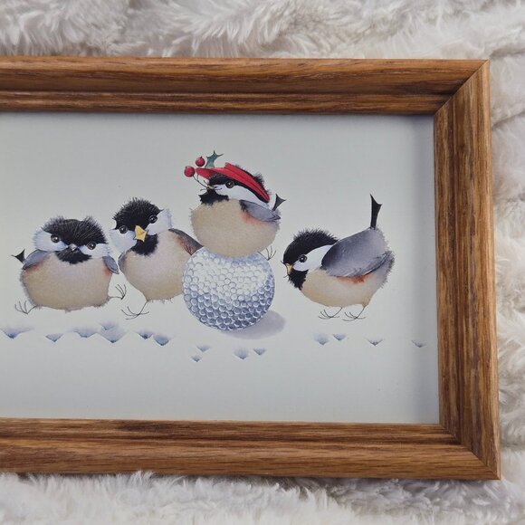 V. Pfeiffer Winter Whimsy: Chickadee Holiday Gathering – Framed Art Print - Picture 3 of 5